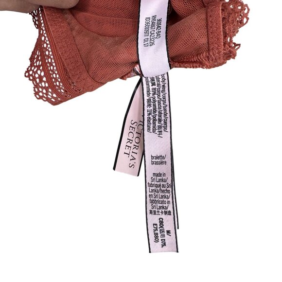 NWT Victorias Secret SzM Lace Bralette Rust Red Floral Lace Halter Neck Coquette - Picture 7 of 7